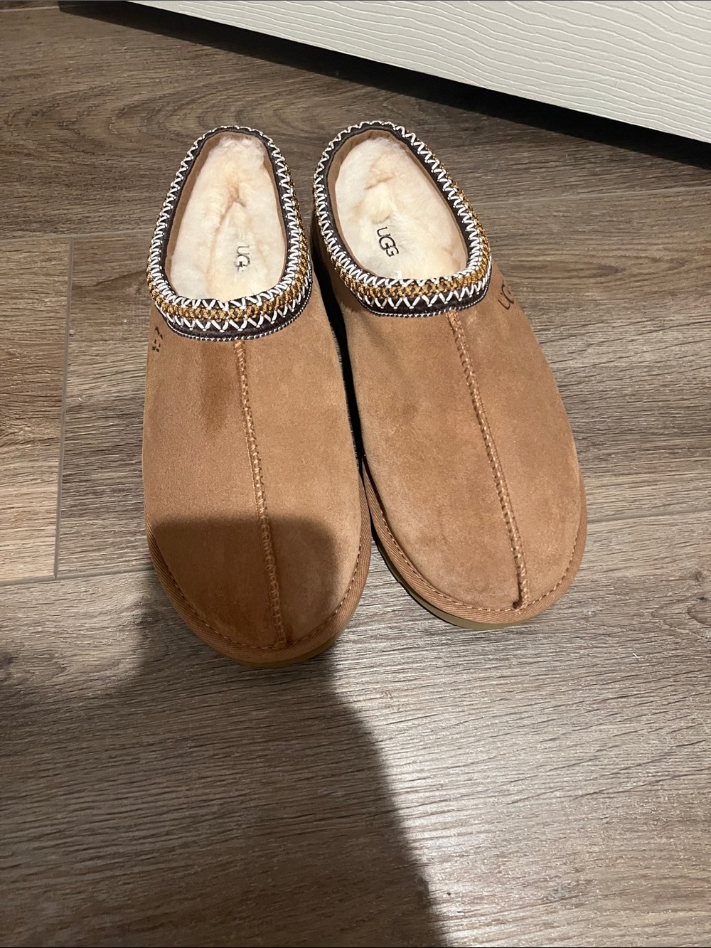 UGG Woman’s Chestnut Suede Shearling-Lined Slip-On Mules